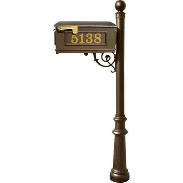 Lewiston Mailbox Post System with Fluted Base & Ball Finial Bronze LMCV-804-BZ - main